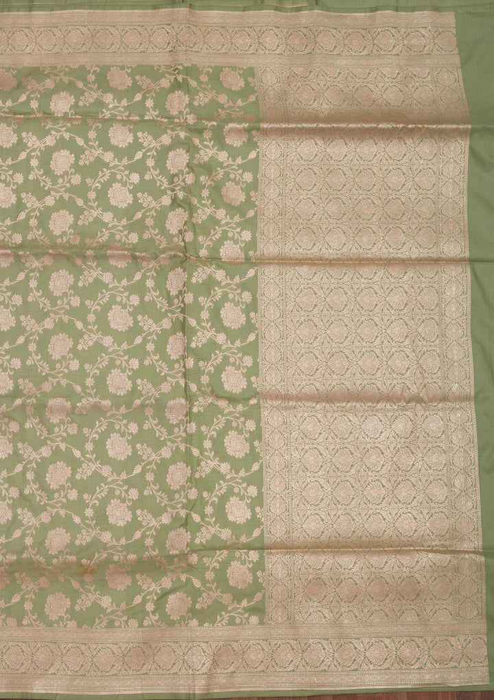 Pista Green Zariwork Pure Silk Saree