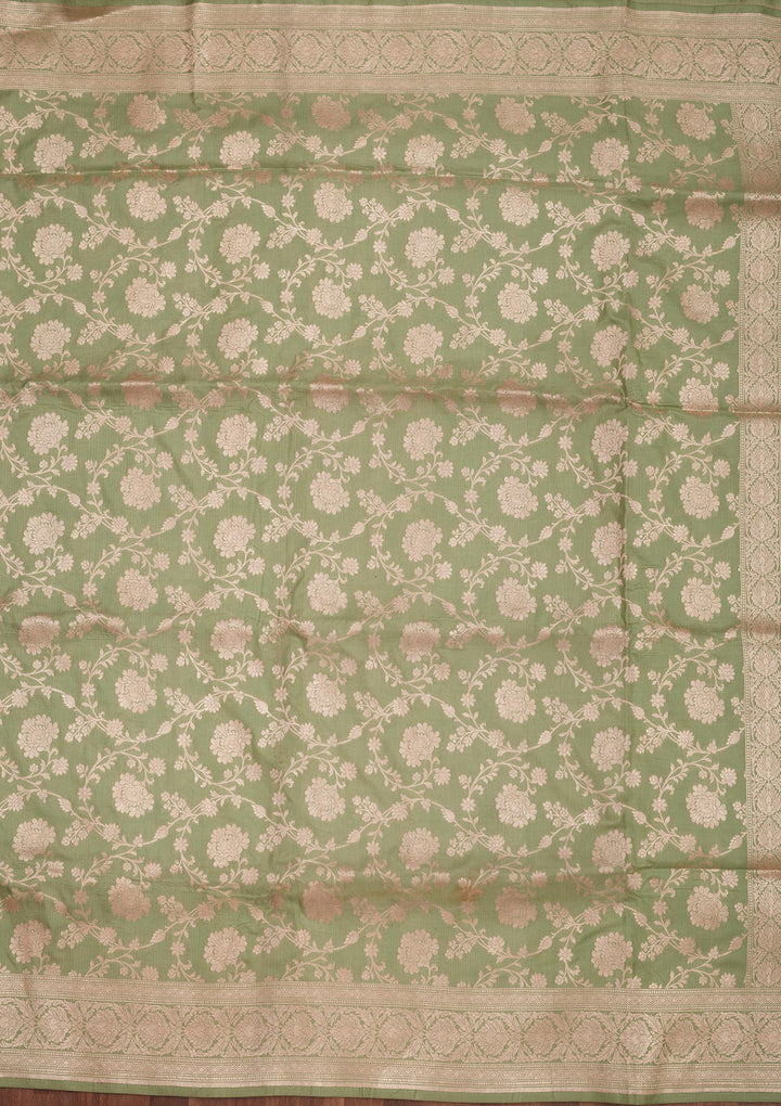 Pista Green Zariwork Pure Silk Saree