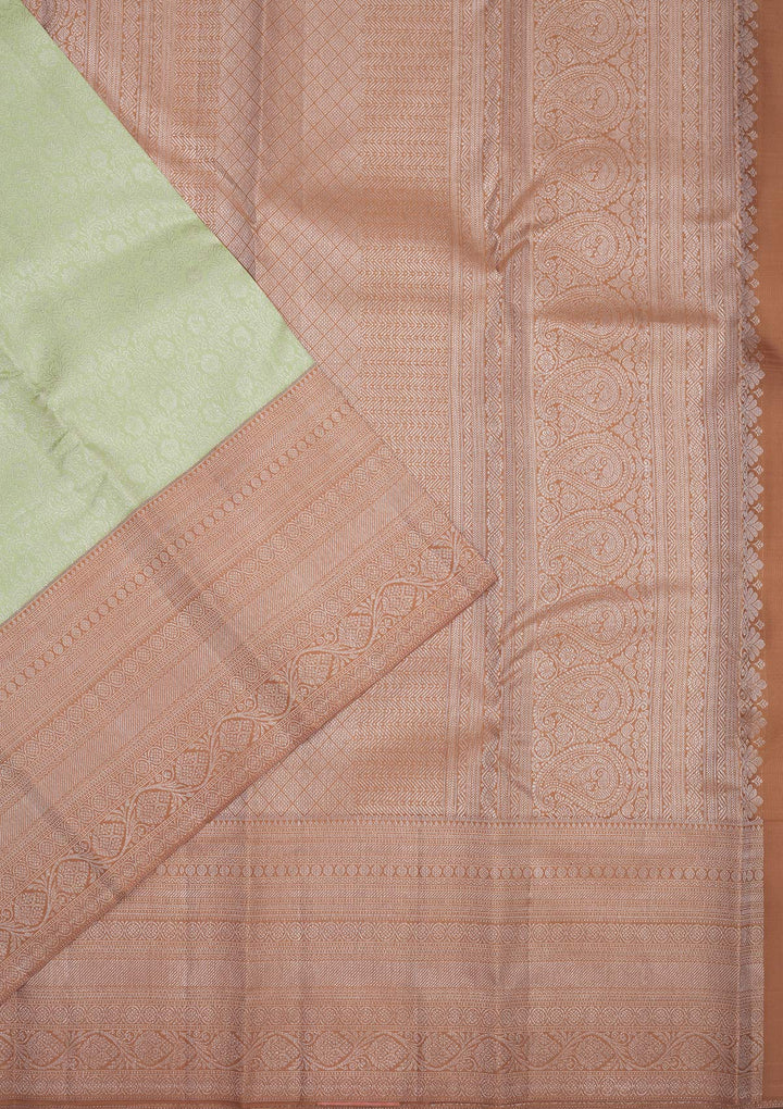 Pista Green Zariwork Pure Silk Saree