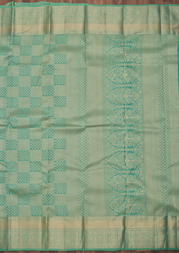 Pista Green Zariwork Pure Silk Saree