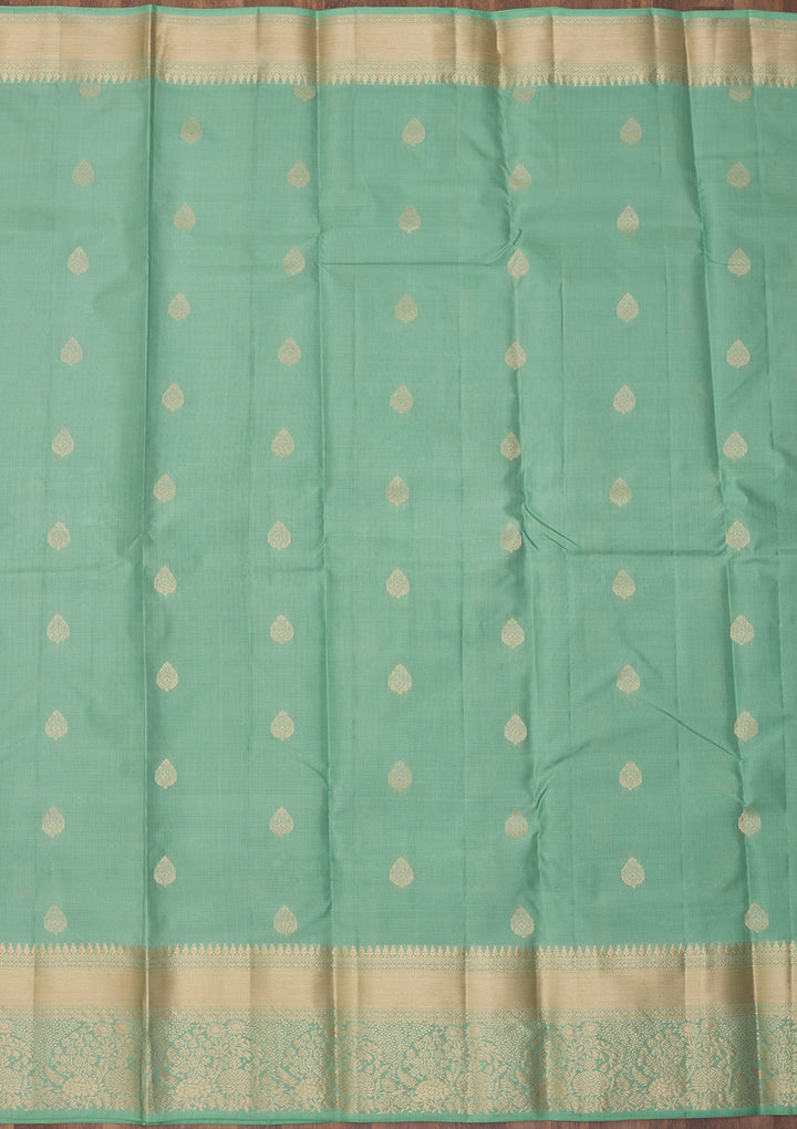 Pista Green Zariwork Pure Silk Saree