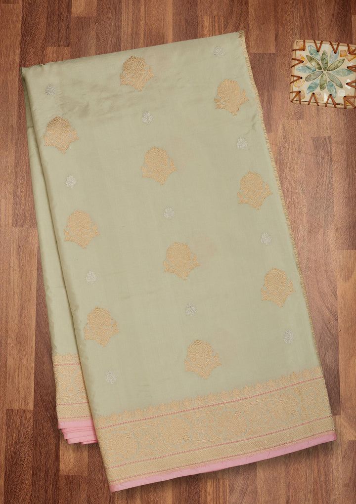 Pista Green Zariwork Pure Silk Saree
