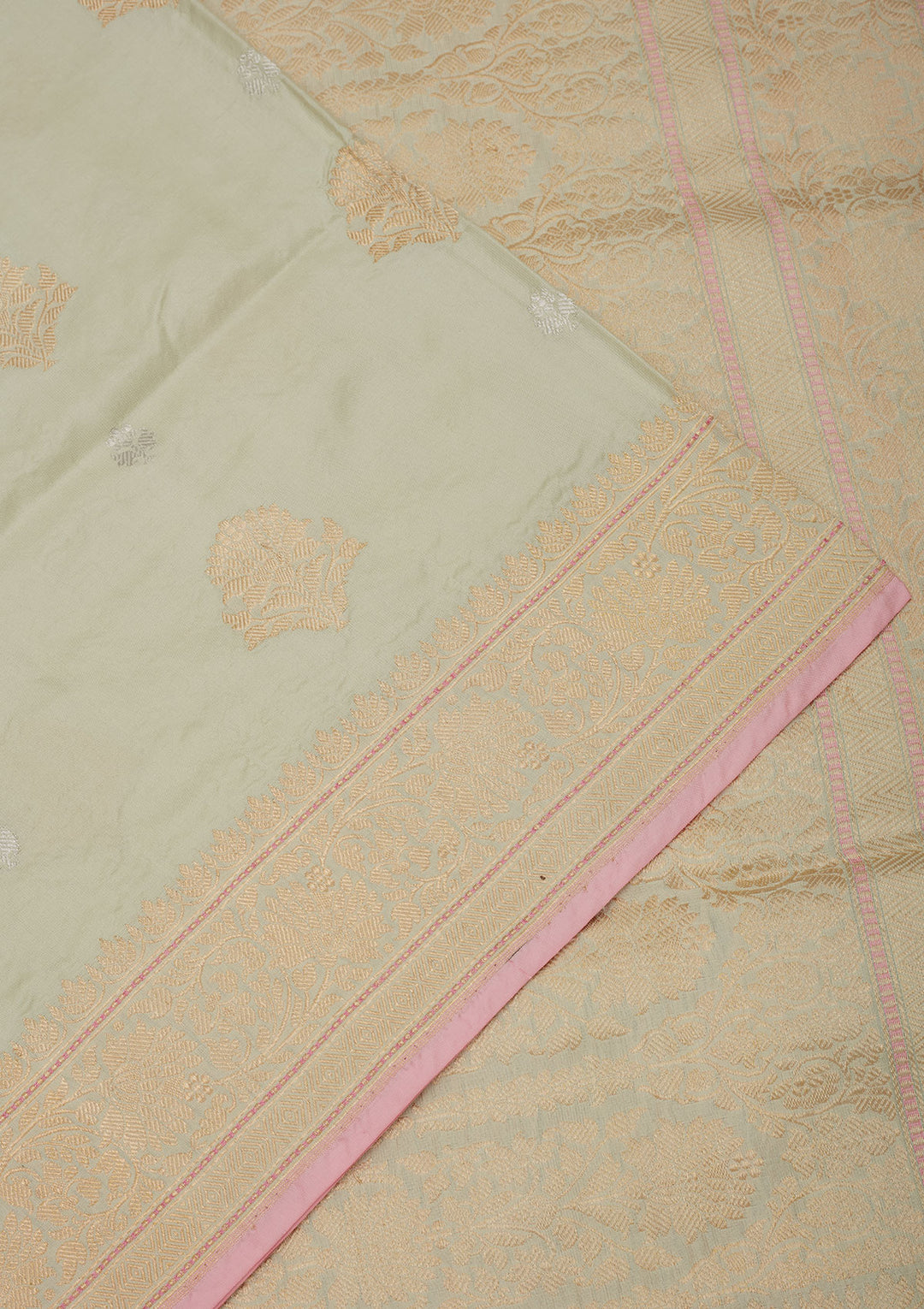 Pista Green Zariwork Pure Silk Saree