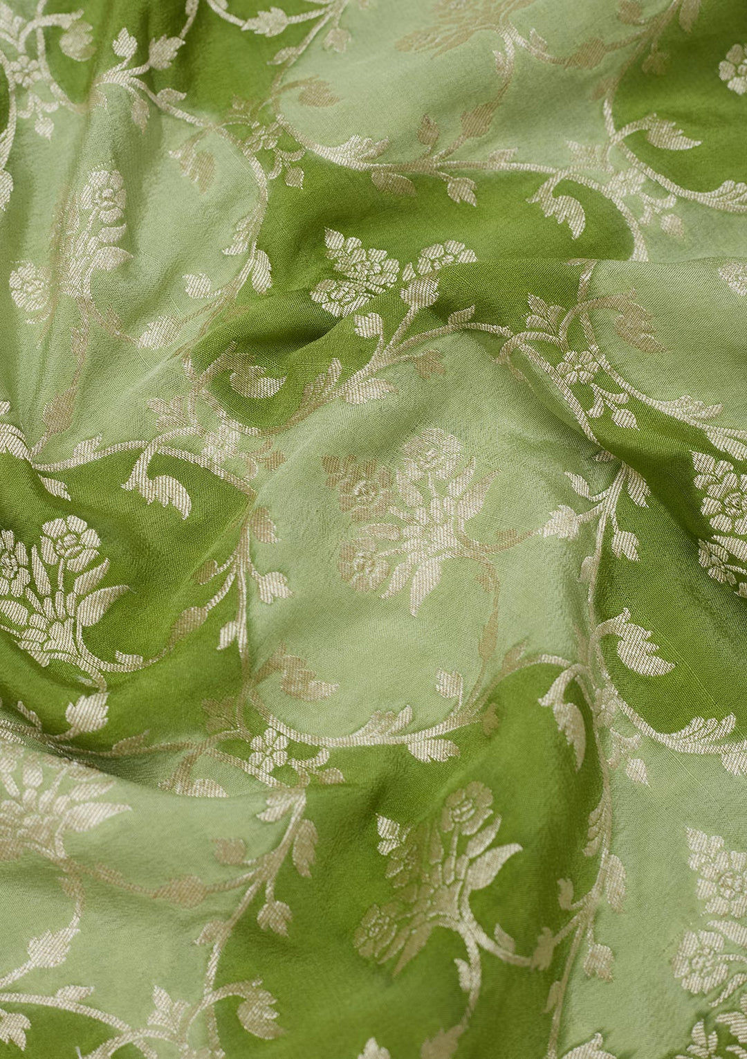 Pista Green Zariwork Pure Silk Saree