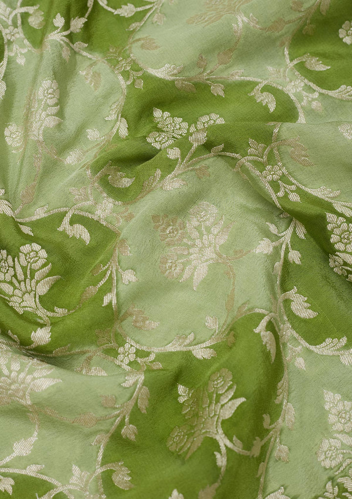 Pista Green Zariwork Pure Silk Saree
