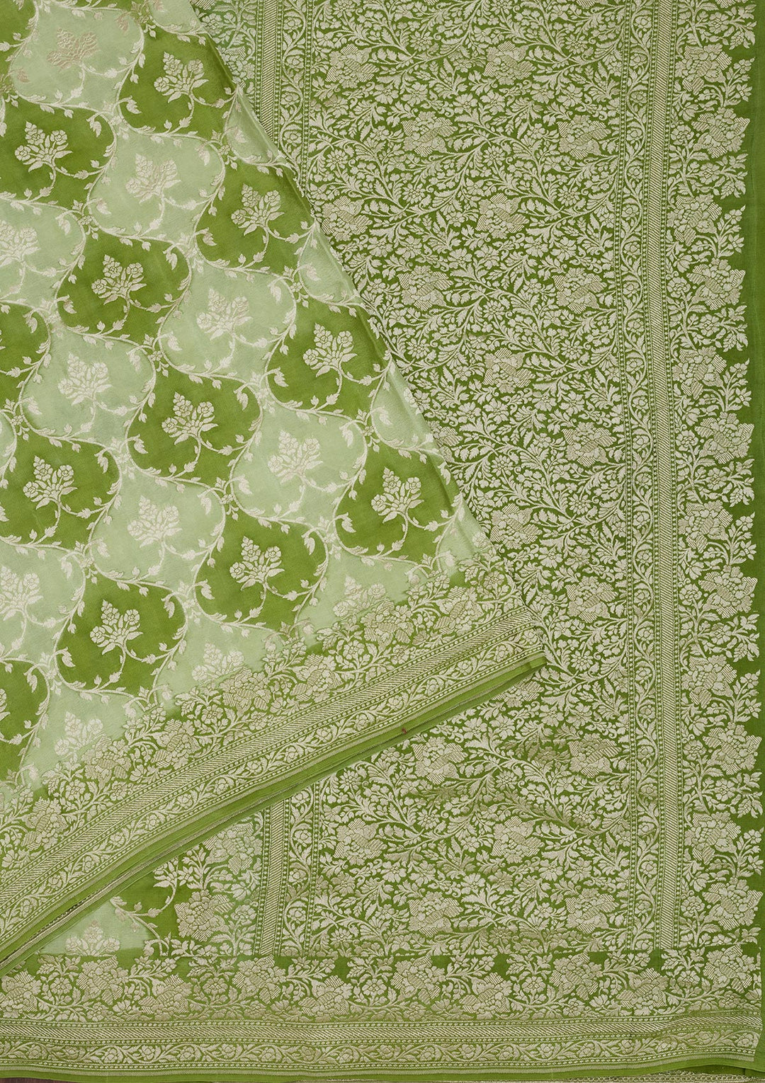 Pista Green Zariwork Pure Silk Saree