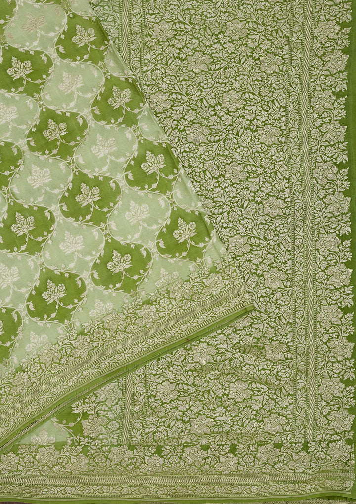 Pista Green Zariwork Pure Silk Saree
