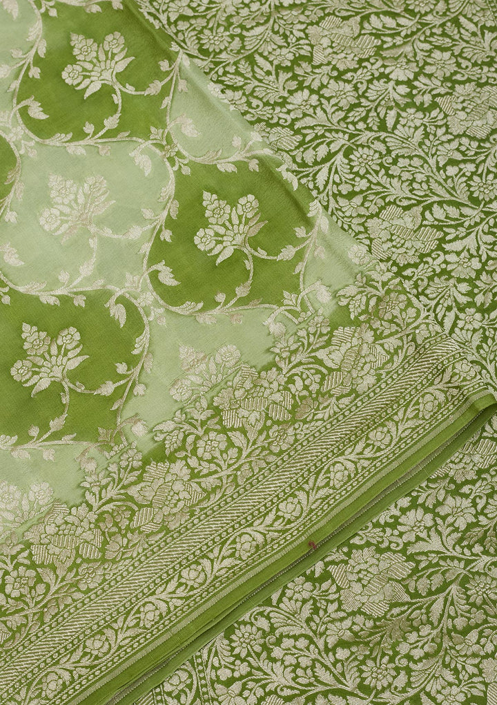 Pista Green Zariwork Pure Silk Saree