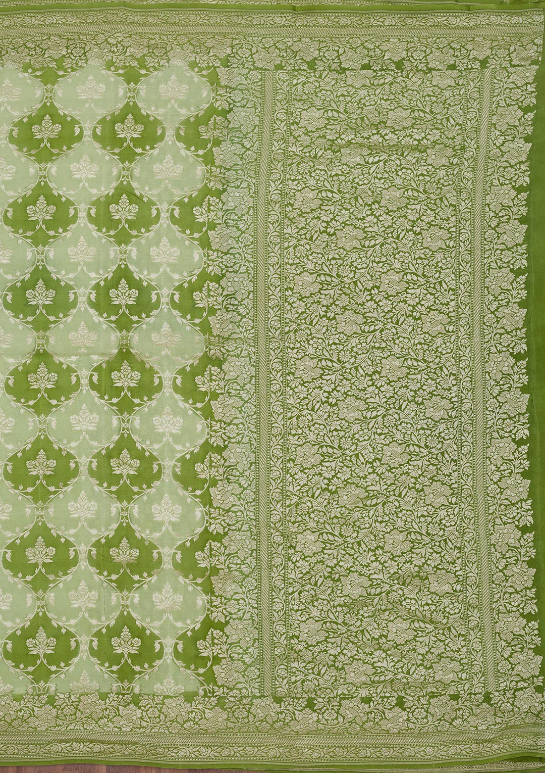Pista Green Zariwork Pure Silk Saree
