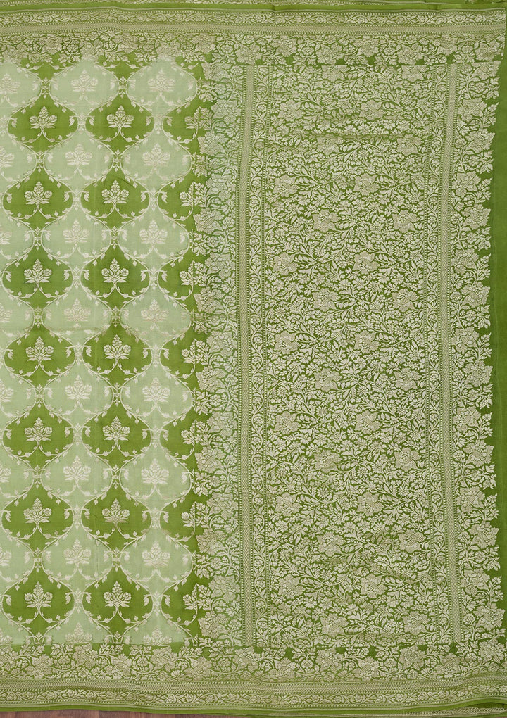 Pista Green Zariwork Pure Silk Saree