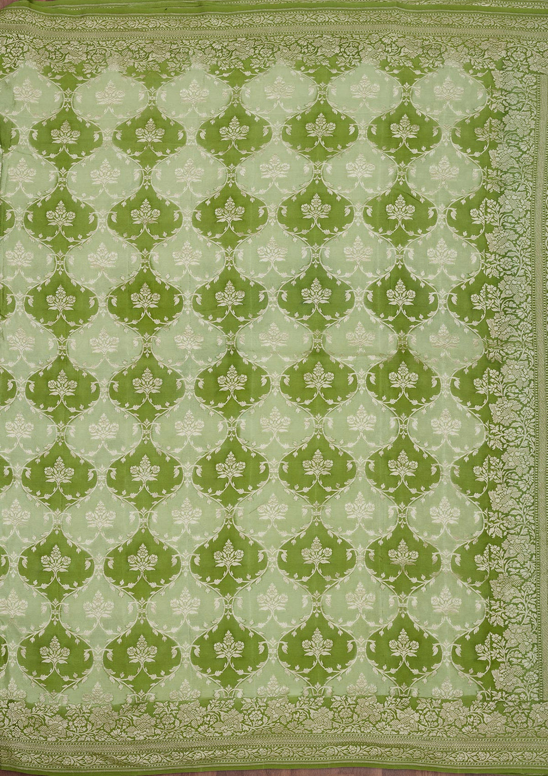 Pista Green Zariwork Pure Silk Saree