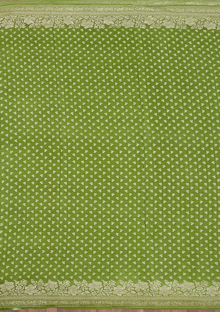 Pista Green Zariwork Pure Silk Saree
