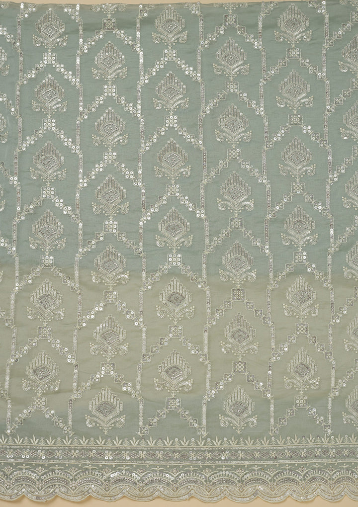 Pista Green Zariwork Tissue Unstitched Salwar Suit