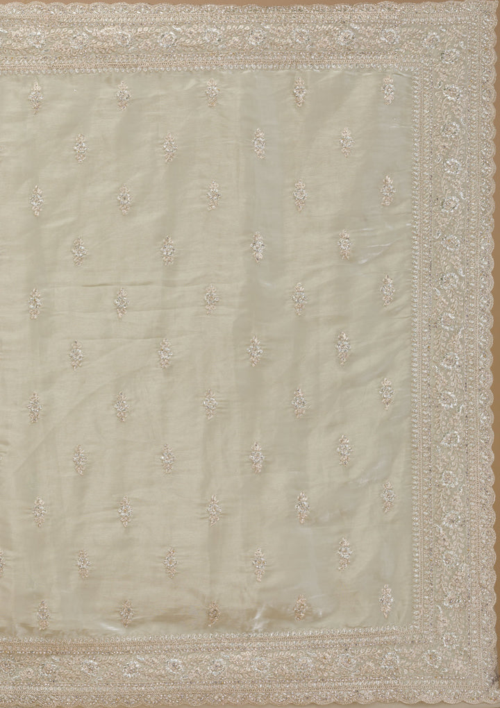 Pista Green Zariwork Tissue Saree