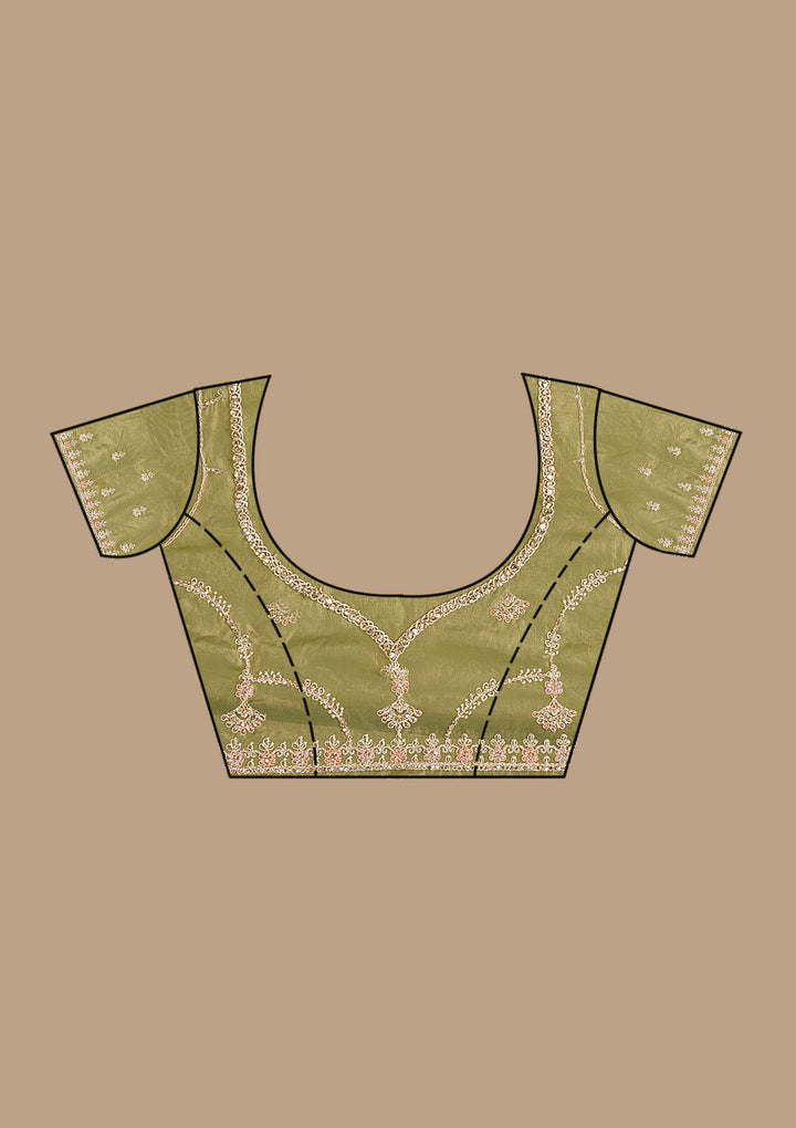 Pista Green Zariwork Tissue Saree