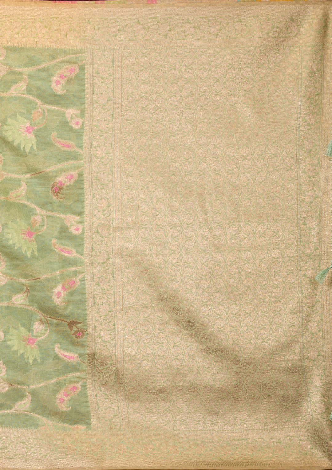 Pista Green Zariwork Tissue Saree