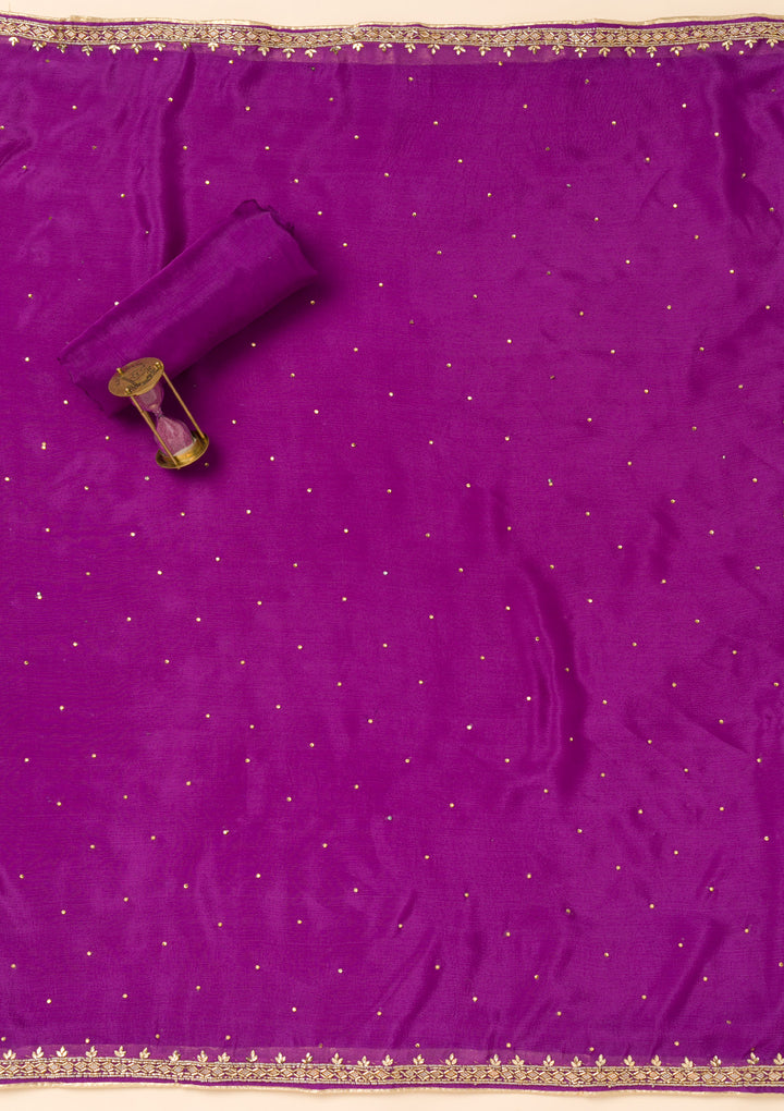 Purple Cutdana Georgette Unstitched Salwar Suit