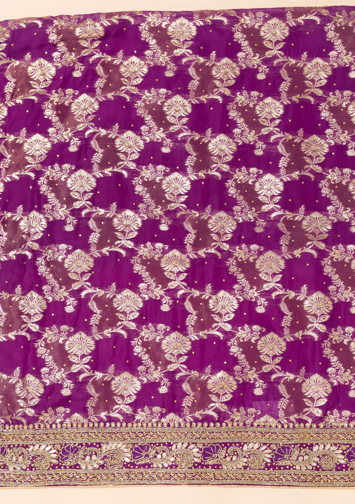 Purple Cutdana Georgette Unstitched Salwar Suit