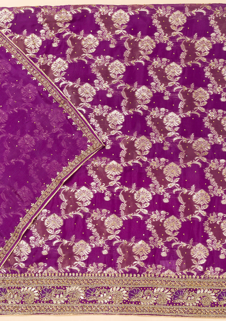 Purple Cutdana Georgette Unstitched Salwar Suit