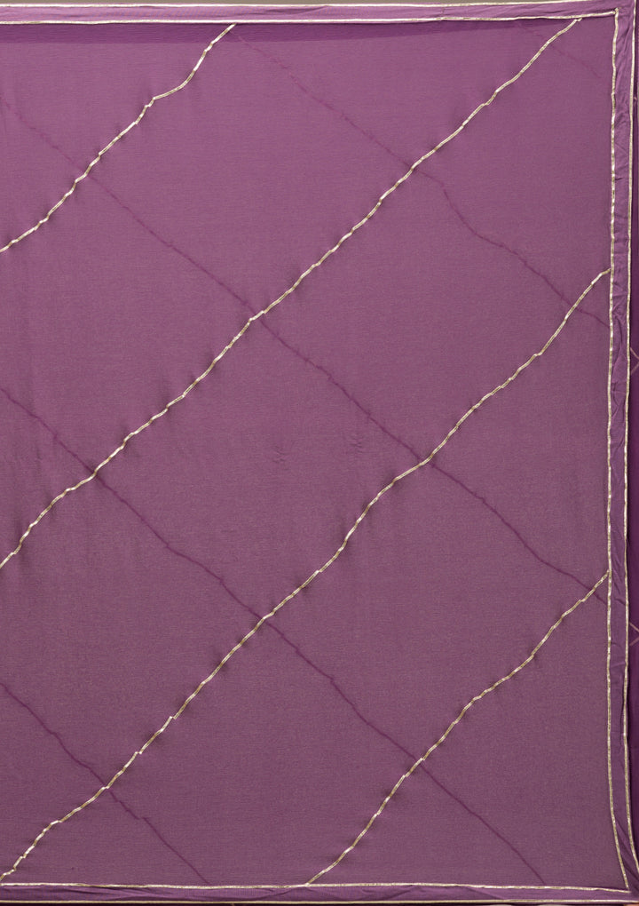 Purple Gotapatti Semi Crepe Readymade Salwar Suit