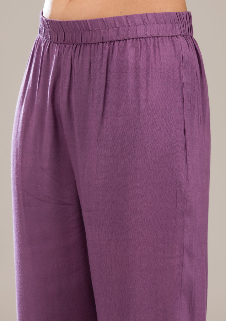 Purple Gotapatti Semi Crepe Readymade Salwar Suit