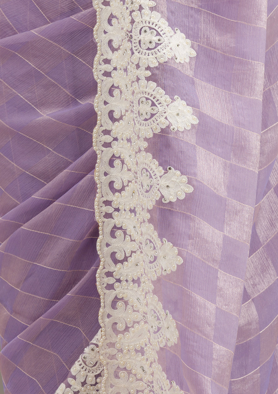 Purple Pearlwork Tissue Saree