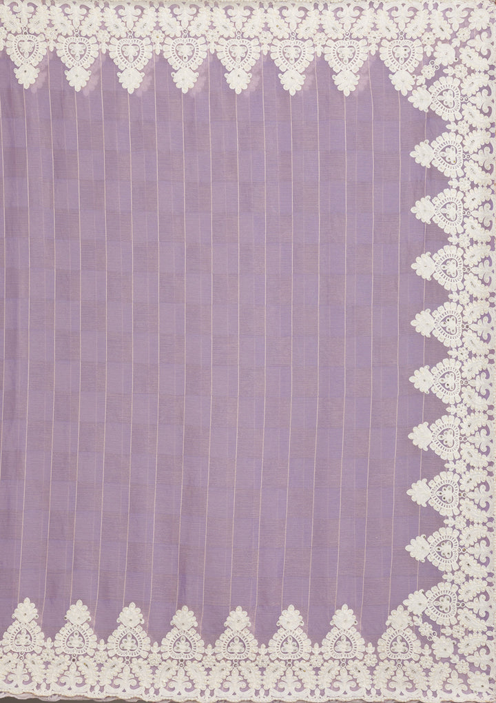 Purple Pearlwork Tissue Saree