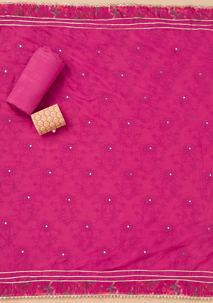 Purple Printed Organza Unstitched Salwar Suit