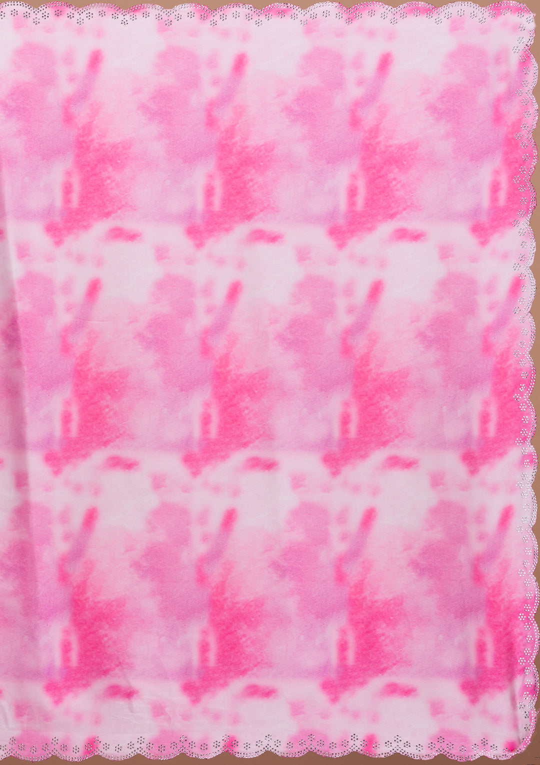 Pink Printed Satin Saree