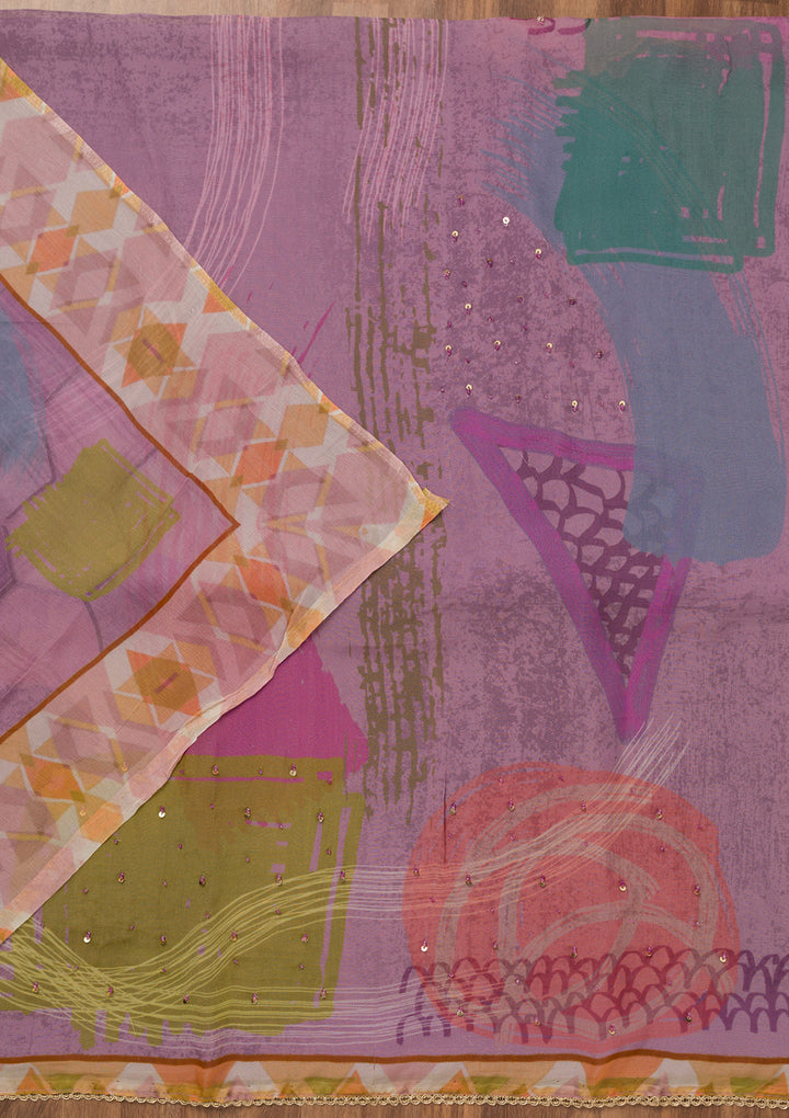 Purple Printed Tissue Unstitched Salwar Suit