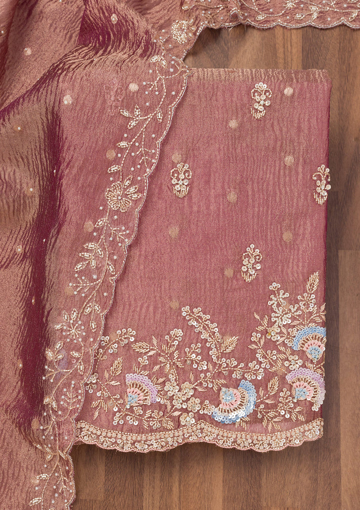 Purple Sequins Tissue Unstitched Salwar Suit