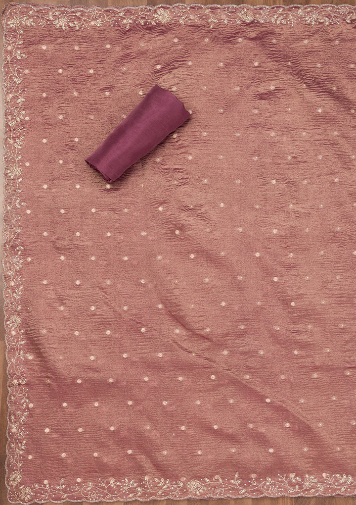 Purple Sequins Tissue Unstitched Salwar Suit