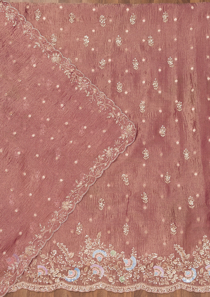 Purple Sequins Tissue Unstitched Salwar Suit
