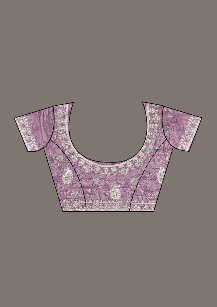 Purple Sequins Tissue Saree