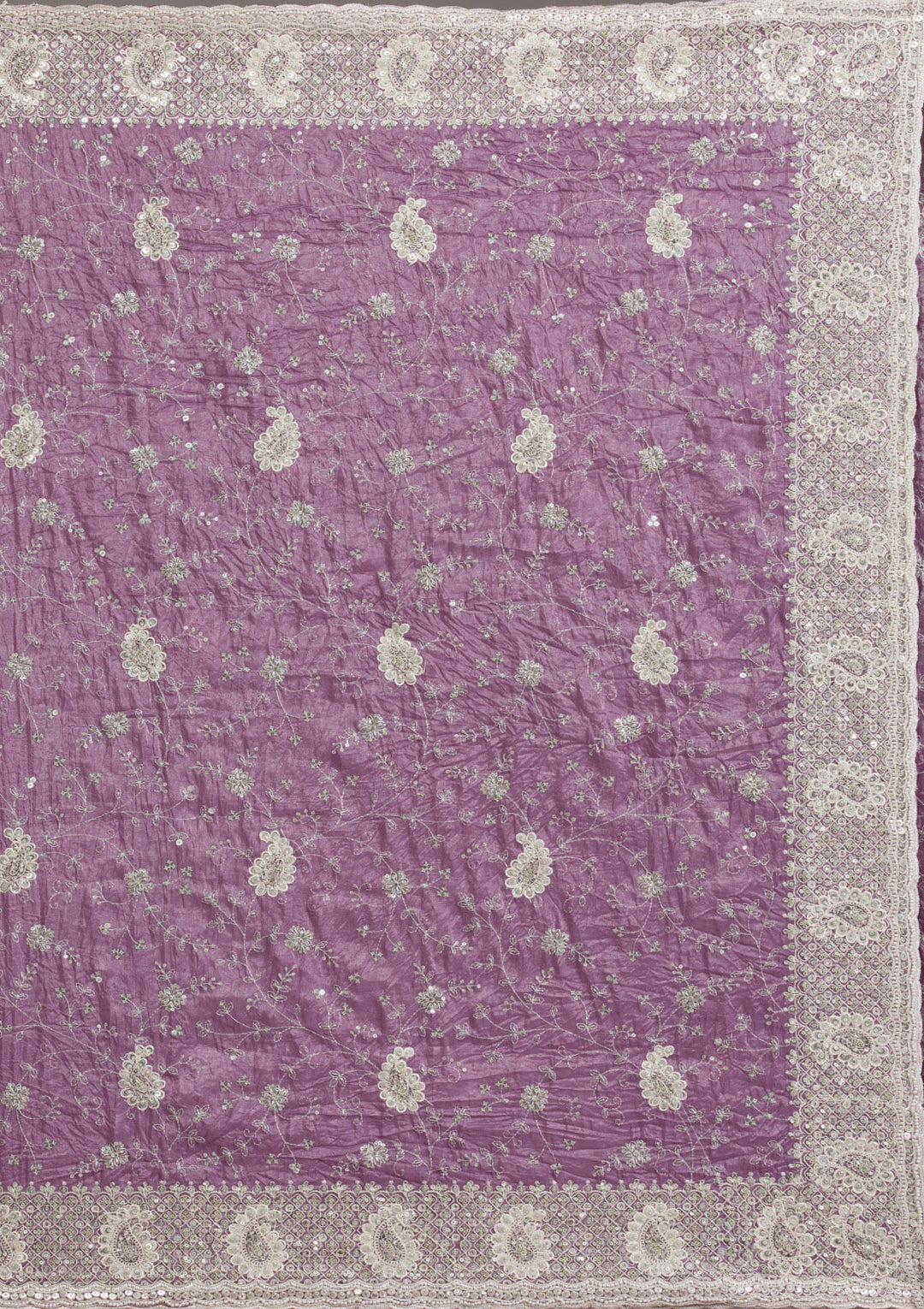 Purple Sequins Tissue Saree
