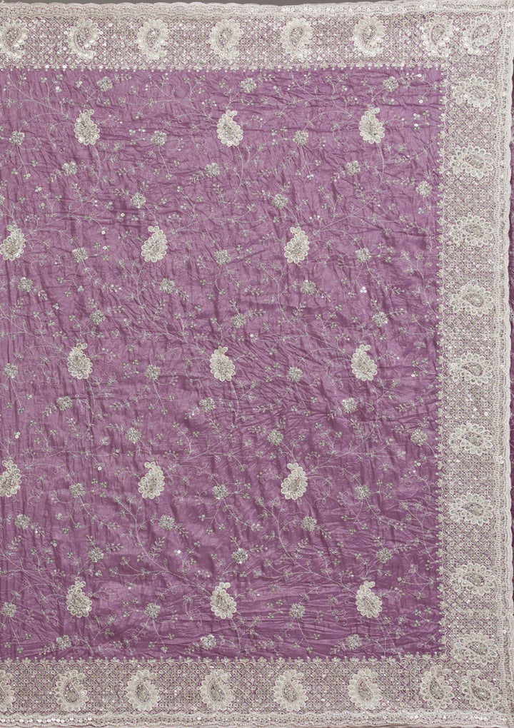 Purple Sequins Tissue Saree