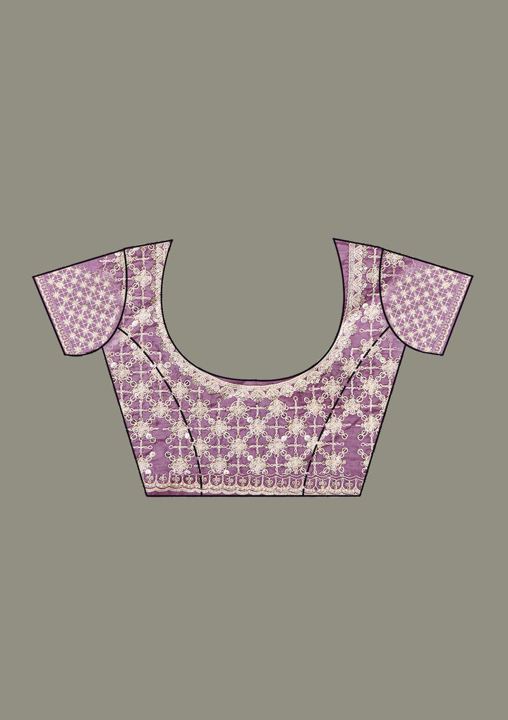 Purple Sequins Tissue Saree