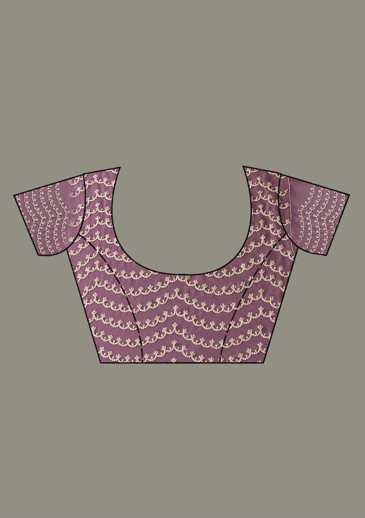 Purple Thread Work Tissue Saree