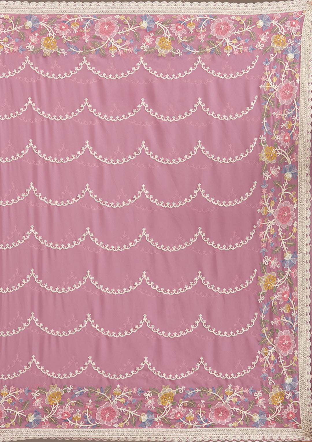 Purple Thread Work Tissue Saree