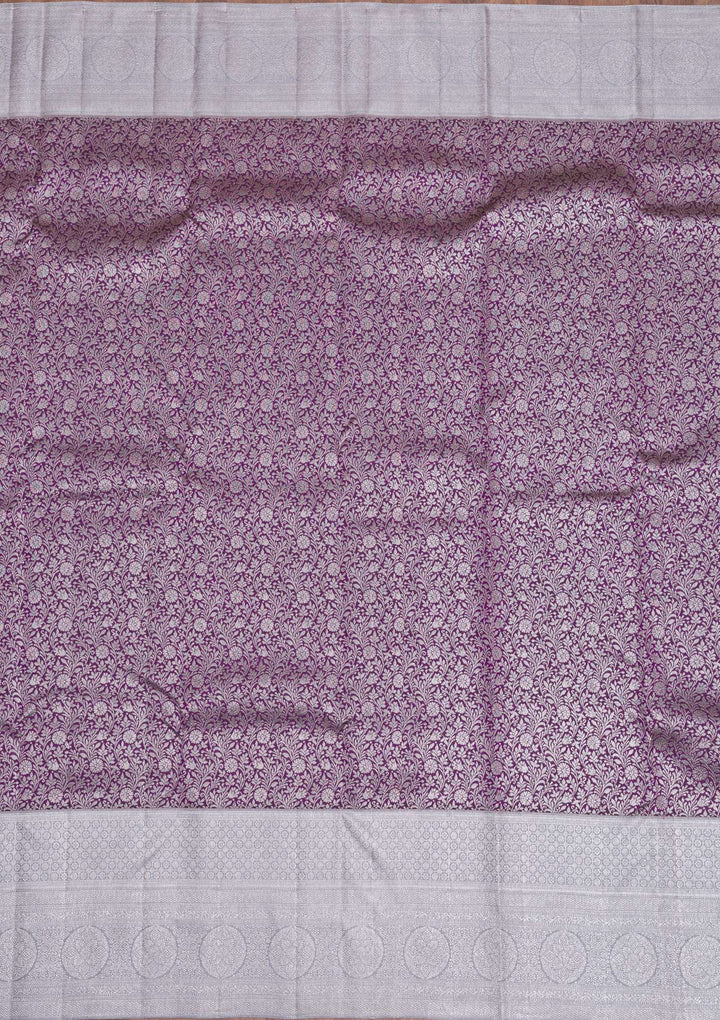 Purple Silver Zariwork Pure Silk Saree