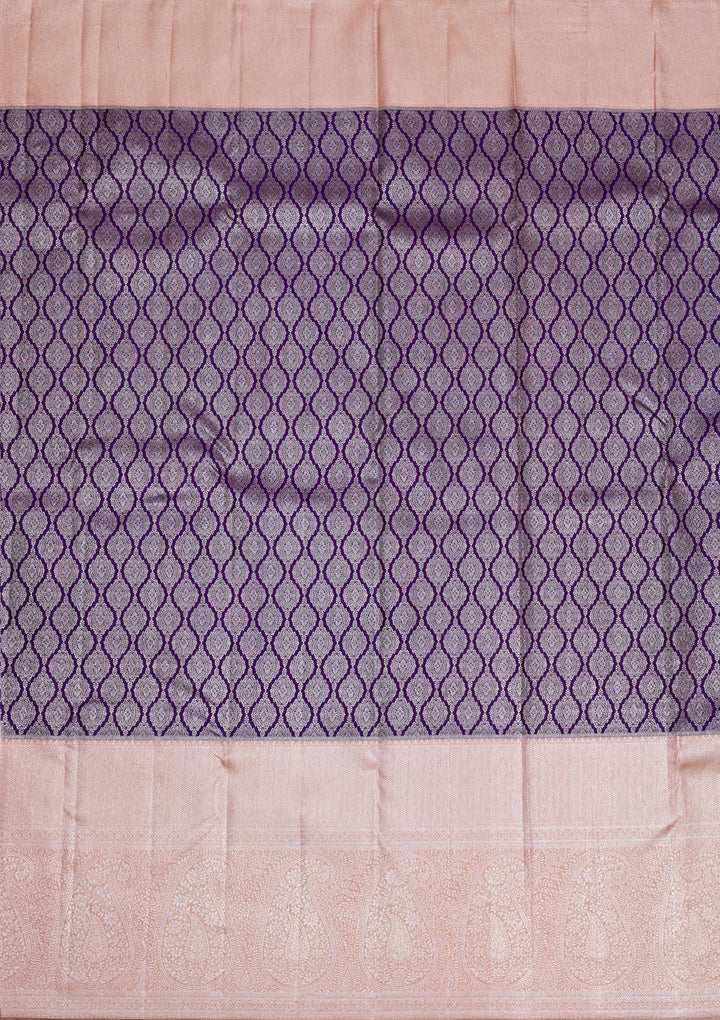 Purple Silver Zariwork Kanjivaram Pure Silk Saree