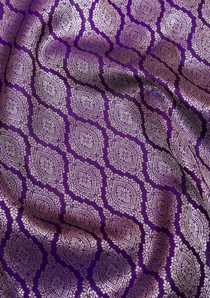 Purple Silver Zariwork Kanjivaram Pure Silk Saree