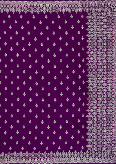 Purple Silver Zariwork Raw Silk Saree