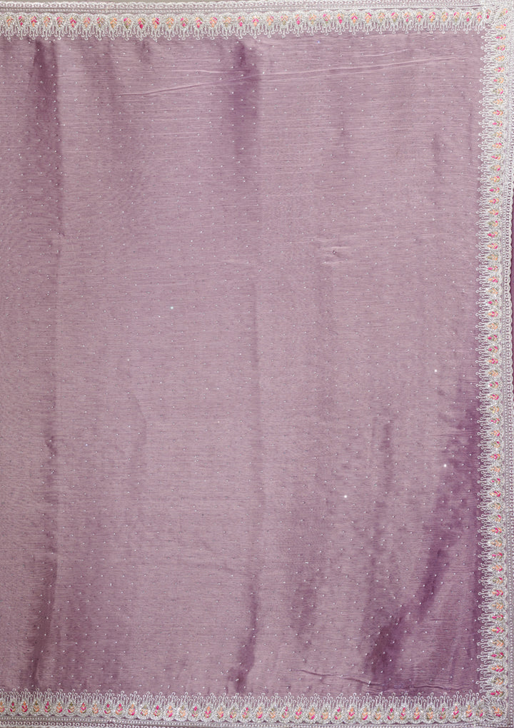 Purple Stonework Chiffon Saree