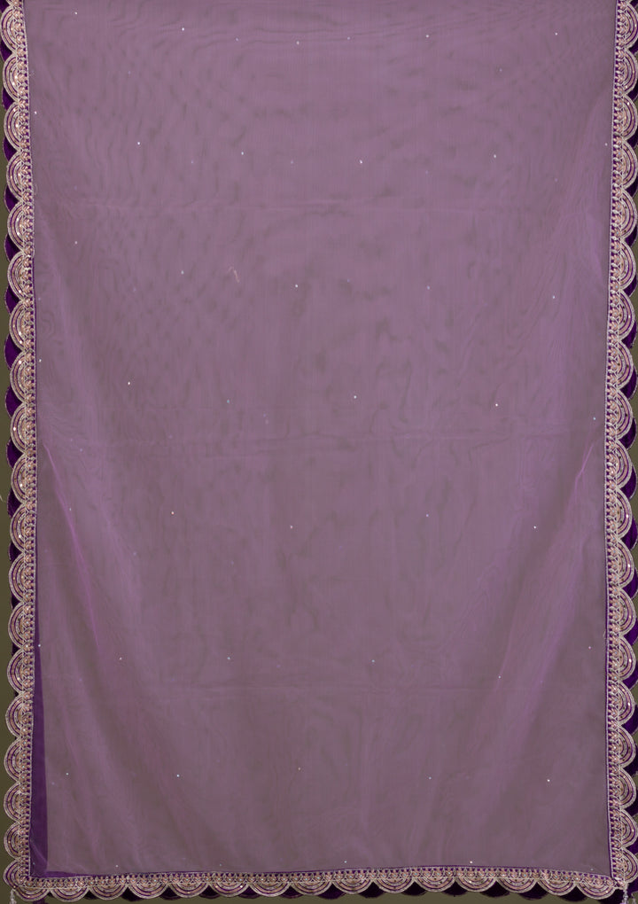 Purple Stonework Georgette Readymade Lehenga