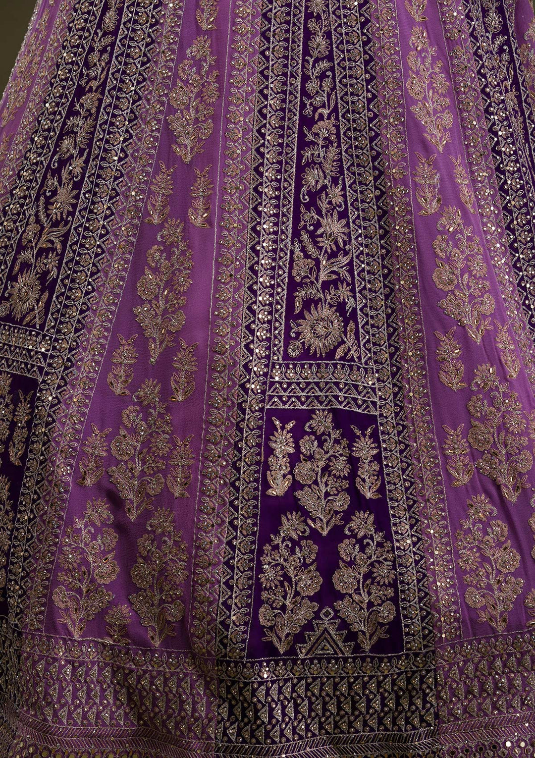 Purple Stonework Georgette Readymade Lehenga
