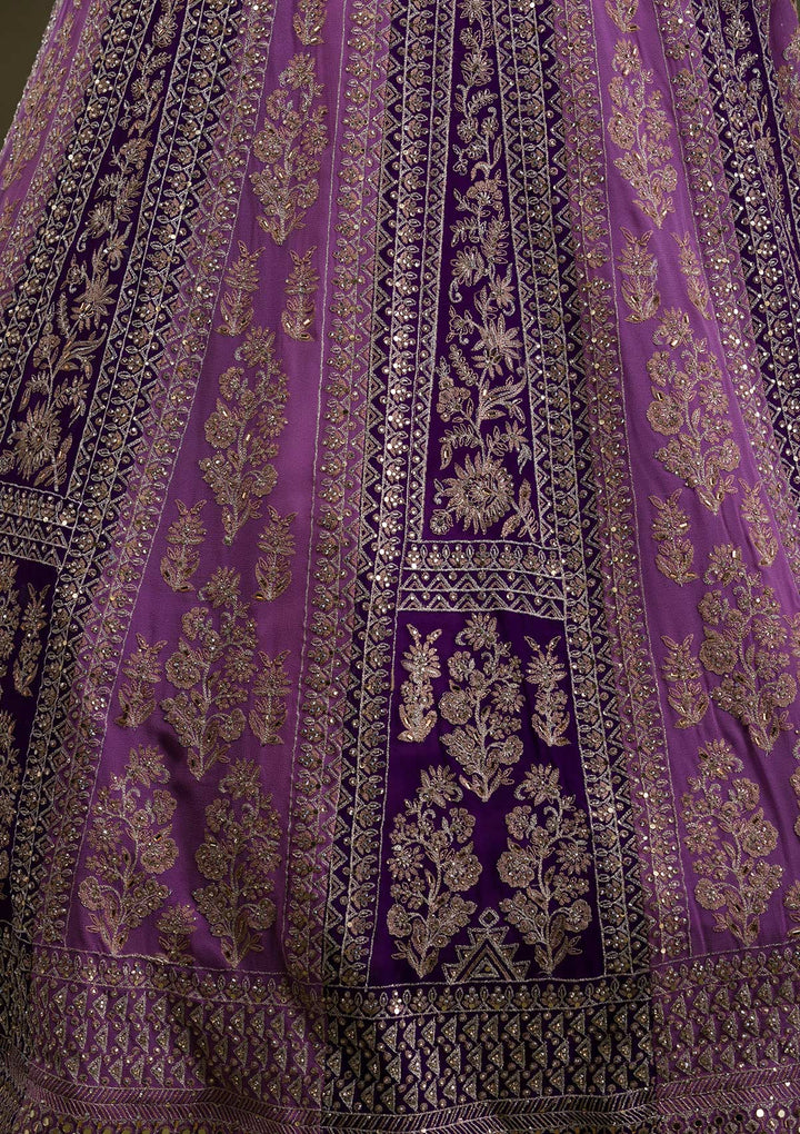 Purple Stonework Georgette Readymade Lehenga