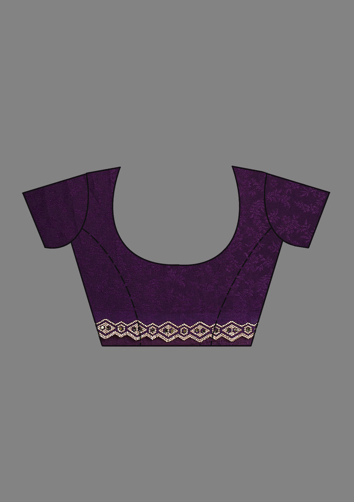 Purple Stonework Semi Crepe Saree
