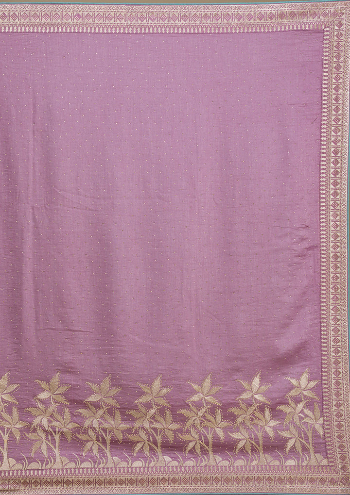 Purple Stonework Soft Silk Saree