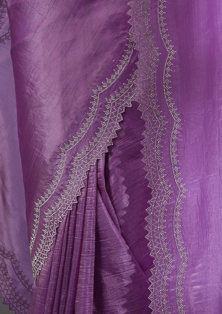 Purple Stonework Tissue Saree